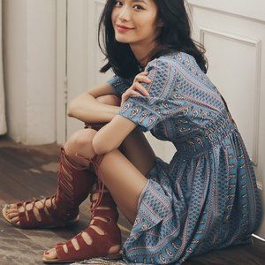 Polynesian Style Blue Mini Dress Size S